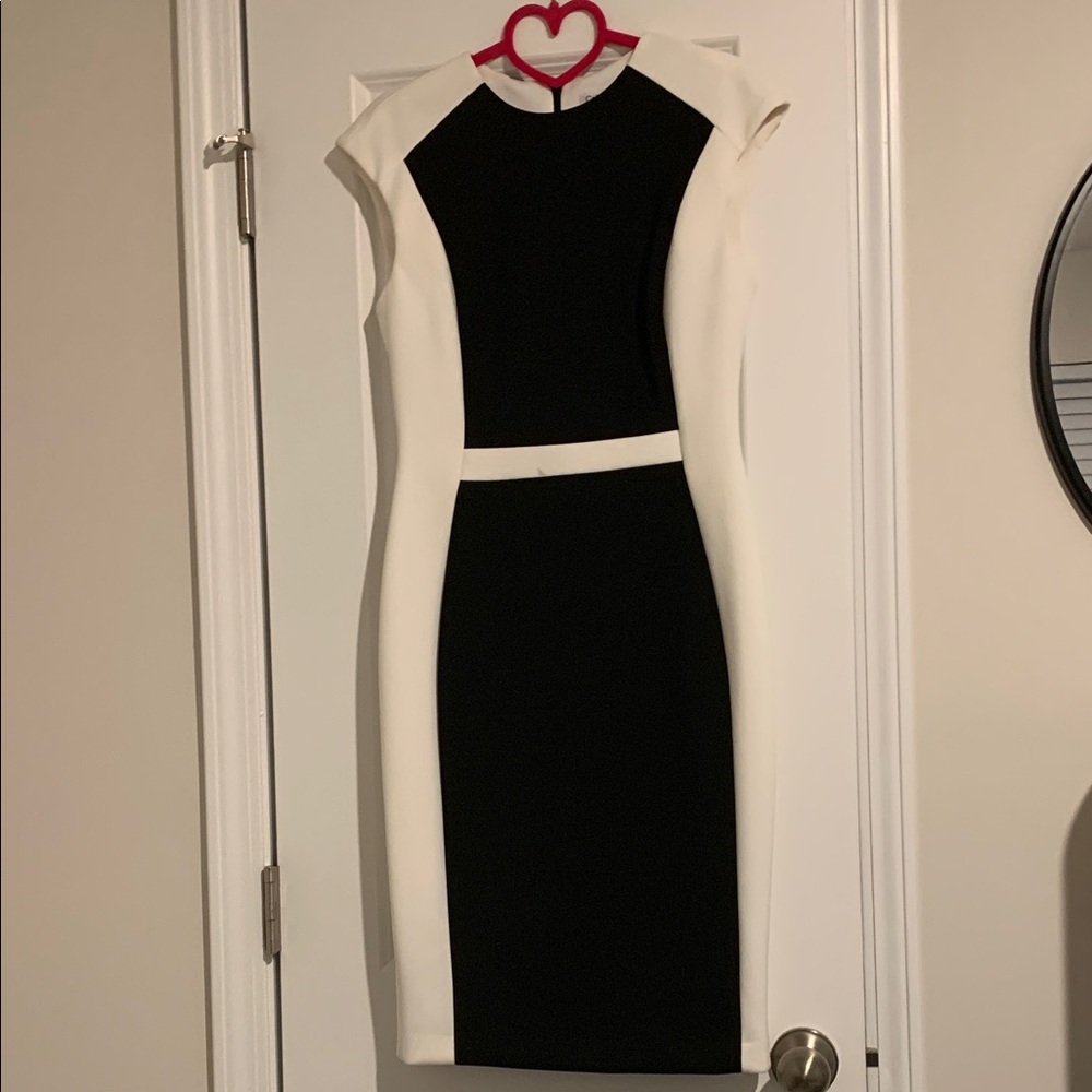 Calvin Klein Black and White Midi Dress